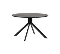 Table à manger en acier noir, ronde, 4 places - Woood, Bruno - Ø120x75 cm