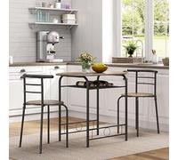 Table à manger en bois avec ensemble de salle à manger 3 pièces et coin salon, table en bois pour balcon, salle à manger et salon, marron