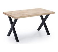 Table à manger en bois coloris chêne - pieds noir - Longueur 140 x profondeur 80 x hauteur 76 cm