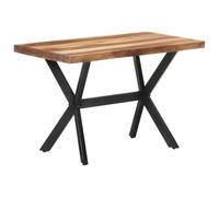 Table à manger en bois massif d'acacia et d'hévéa - 120 x 60 x 75 cm | Bois massif d'acacia et caoutchouc, lasure couleur miel, croix en acier, construction robuste, fait à la main