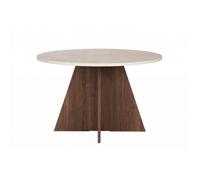 Table à manger en bois ""Virella"" - 120 x 120 x 75 cm - Travertin