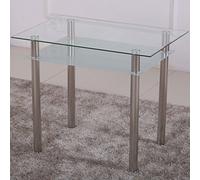 Table à manger en verre avec verre de sécurité de 6 mm et coupe à facettes - Table en verre idéale comme table de salle à manger/table de cuisine (90 x 60 x 75 cm, satiné)