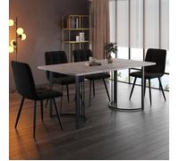 Table à Manger - Ensemble 4 Chaises - MDF - Velours - 140x80cm - Gris