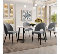 Table à manger Ensemble moderne - 4 chaises - Velours gris - Pieds noirs