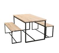 Table à manger et ses 2 bancs Dock - H. 75 cm - Beige et Noir