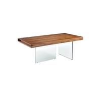 Table à manger rectangulaire noyer et verre trempé