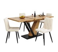 Table À Manger-Extensible 120-160x75x75.5cm-Plateau Imitation Bois-Polyvalent-Design Pratique-Gain Place-Pour Cuisine-Salon Moderne