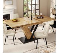 Table à manger extensible 120-160x75x80 cm rectangle, 6-8 places, pour cuisine salon ou bureau, Couleur TABLE A MANGER AVEC CHAISES