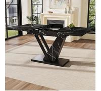 Table à manger extensible 120-160x75x80cm, rectangle pour 6-8 personnes, design noir, pour grande famil TABLE A MANGER AVEC CHAISES