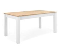 Table à manger extensible 160-215x90x75 cm blanc et naturel - BARGAN