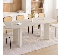 Table à manger extensible rectangulaire arrondie CAPUCINE 6-10 personnes 4 pieds design arrondi façon travertin 160-200 cm