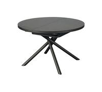Table à manger extensible 4 à 6 personnes en céramique, MDF et métal - Effet marbre marron et gris - FEROLA