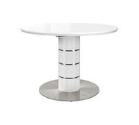 Table à manger extensible - 4 à 6 personnes - MDF et métal inoxydable - Blanc laqué - CUSCO