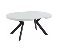 Table à manger extensible 4 à 8 personnes en MDF et acier - Blanc laqué et noir - KOMONI
