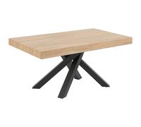 Table à manger extensible 6 à 10 personnes en MDF et métal - Naturel et noir - CATONAV