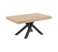 Table à manger extensible 6 à 10 personnes en MDF et métal - Naturel et noir - CATONAV