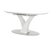 Vente-unique - Table à Manger Extensible - 6 à 8 Personnes - MDF et métal Inoxydable - Blanc laqué - Talara