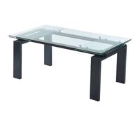 Table à manger extensible 8 à 10 personnes en verre trempé et métal noir - Transparent - LUBANA