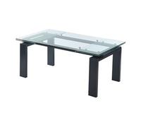Vente-unique - Table à Manger Extensible LUBANA - Verre trempé & métal - Noir - 8 à 10 Couverts