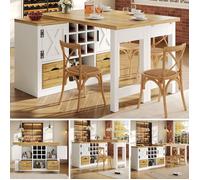 Table à manger extensible avec buffet - Plateau pivotant à 360° - Longueur extensible 120-197 cm