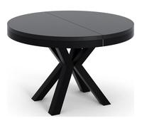 WFL GROUP Table à Manger Ronde Extensible Style Loft - Table Industrielle avec Pieds en Métal Noir - Gain De Place pour Salon Et Séjour - Noir - 100 Cm
