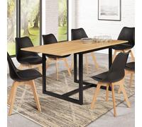 IDMarket - Table à Manger Extensible Rectangle Detroit 4-8 Personnes Design Industriel 80-160 cm
