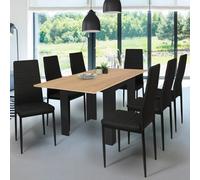 Table à manger rectangle extensible - IDMARKET - DONA - Bois et noir - 4-8 personnes - 80-160 cm