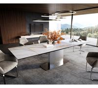Table à manger extensible Edge 200-300x100 cm céramique Onyx Pearl Wave inox