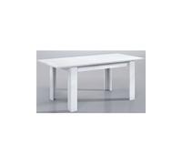 Table à manger extensible en mélamine coloris blanc brillant - Dim : L140 x P90 x H78 cm --