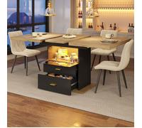 Table à manger extensible - Extensible 110-140 cm - Éclairage LED intégré - Plateau MDF haute densité