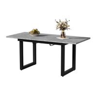 Table à manger extensible L140/180xW80xH75 style industriel en MDF béton et métal noir
