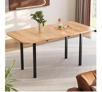 Table à manger extensible moderne 160 x 80 x 75 cm Cadre en alliage haute résistance, convient pour 4 à 6 personnes - Naturel