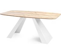 Table-à-manger Extensible Monte Design Moderne, Table Rectangulaire - Extensible De 160 Cm à 200 Cm, Pieds Métalliques Blancs Revêtus De Poudre -