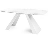 Table-à-manger Extensible Monte Design Moderne, Table Rectangulaire - Extensible De 160 Cm à 200 Cm, Pieds Métalliques Blancs Revêtus De Poudre -