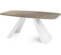 Table-à-manger Extensible Monte Design Moderne, Table Rectangulaire - Extensible De 160 Cm à 200 Cm, Pieds Métalliques Blancs Revêtus De Poudre -