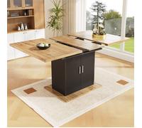 Table à manger extensible O.Ye, 4 à 6 places, avec rangement, carrée, Noire noir TABLE A MANGER SEULE