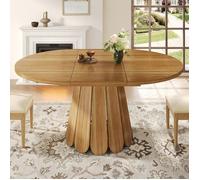 Table à manger extensible - OEM - Modèle rond - 118 à 158 cm - 6 places - MDF haute densité