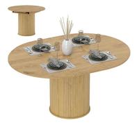 Table à manger extensible - Rallonge cachée ronde/ovale 6-8 pers - Style ferme rétro - 150x110 cm Bois naturel