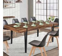 IDMarket Table à manger extensible AUSTRIA 6-10 personnes bois pied épingle noir 160-200 cm