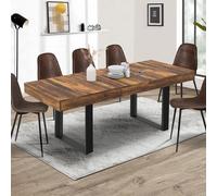 Table à manger extensible rectangle phoenix plateau hawkins 6-10 personnes bois foncé 160-200 cm