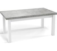 Table à Manger Extensible Rectangulaire Moderne - Gain De Place - Pieds En Bois Blanc - Fabriqué En Ue - 120 X 80 Cm - Béton Gris