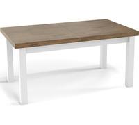 Table à Manger Extensible Rectangulaire Moderne - Gain De Place - Pieds En Bois Blanc - Fabriqué En Ue - 160 X 90 Cm - Chêne Lefkas
