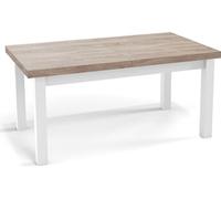 Table à Manger Extensible Rectangulaire Moderne - Gain De Place - Pieds En Bois Blanc - Fabriqué En Ue - 160 X 90 Cm - Chêne Sonoma
