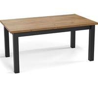 Table à Manger Extensible Rectangulaire Moderne - Gain De Place - Pieds En Bois Noir - 100 à 200 Cm - Fabriqué En Ue - 160 X 90 Cm - Chêne Wotan