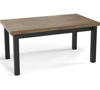 Table à Manger Extensible Rectangulaire Moderne - Gain De Place - Pieds En Bois Noir - Fabriqué En Ue - 160 X 90 Cm - Chêne Lefkas