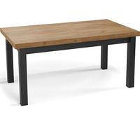 Table à Manger Extensible Rectangulaire Moderne - Gain De Place - Pieds En Bois Noir - Fabriqué En Ue - 160 X 90 Cm - Chêne Wotan