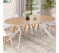 Table à manger ronde extensible - IDMARKET - ALIX - Bois et blanc - 4-10 personnes - 110-200 cm