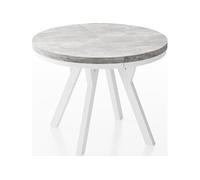 Table à Manger Extensible Ronde Designer - Style Loft, Industriel, Peu Encombrant - Pieds Blanc - 90 à 170 Cm - Pour 4-8 Personnes - Fabriqué En Ue -