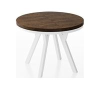 Table à Manger Extensible Ronde Designer - Style Loft, Industriel, Peu Encombrant - Pieds Blanc - 90 à 170 Cm - Pour 4-8 Personnes - Fabriqué En Ue -