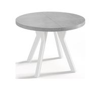 Table à Manger Extensible Ronde Designer - Style Loft, Industriel, Peu Encombrant - Pieds Blanc - 90 à 170 Cm - Pour 4-8 Personnes - Fabriqué En Ue -